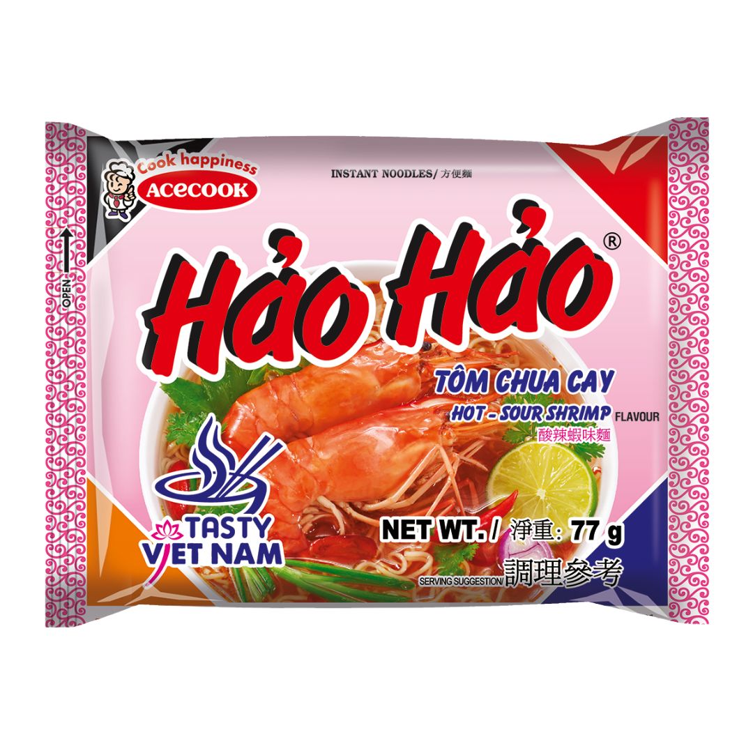 Hao Hao Instant Noodles Hot & Sour Shrimp Flavour / Instant Noodles 77G