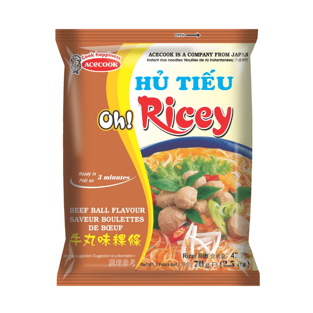 Oh! Ricey Instant Rice Noodles Beef Ball Flavour / Instant Noodles 70G