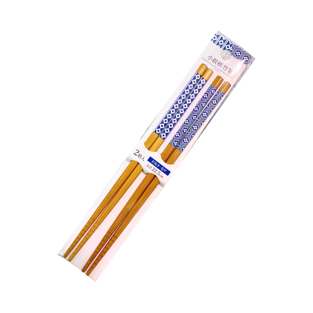 Small Crest Patterned Bamboo Chopsticks (Nail Puller/Tortoise Shell) 2 Pairs / Chopsticks 1P