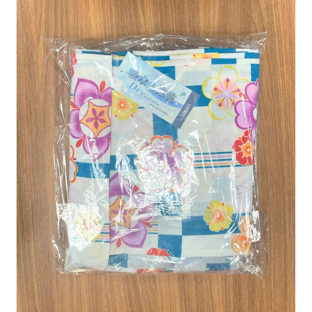 Women's Yukata Free Size 2-Piece Set (Yukata, Obi) Cool Plaid x Mustard Heko Obi / Clothes Set 1