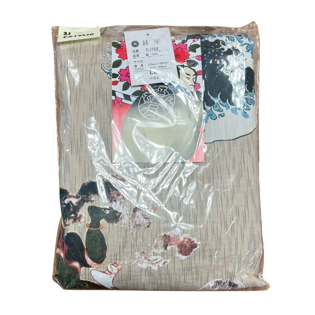 Mens' Jinbei L Size Shijira Weave With Fujin-raijin & Waves / Clothes Set 1