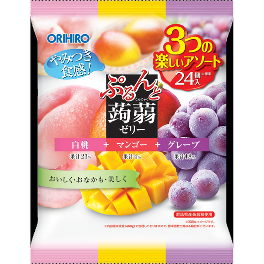 KONJC JELLY WHITE PEACH + MANGO + GRAPE BAG 480g (20gx24)
