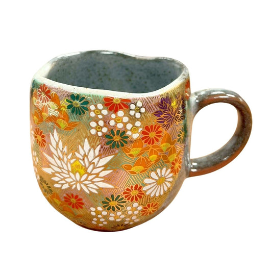 Kutani Ware Coffee Mug In A Box Gold Full Flower / Tea Cup 1