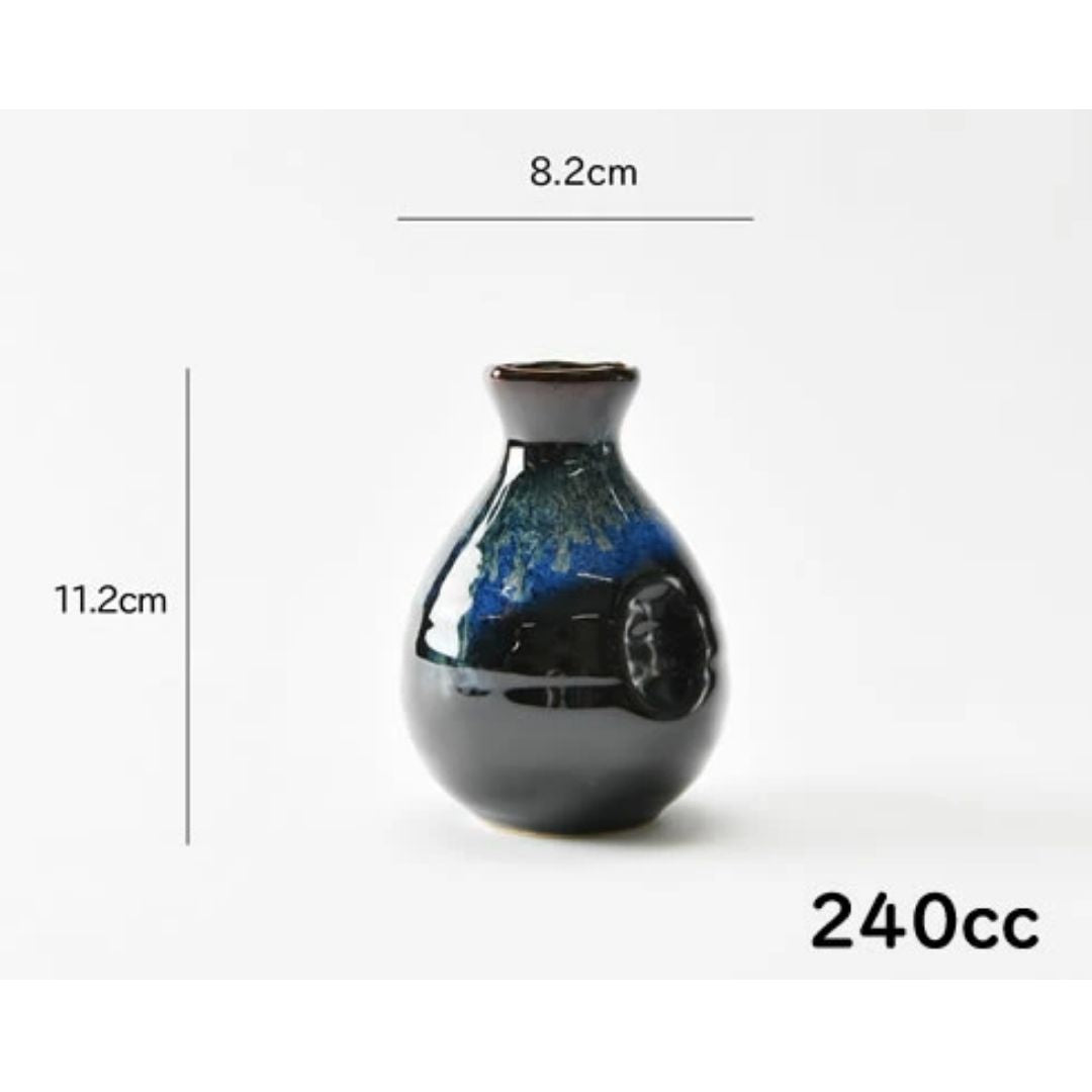 Mino Ware Sake Set (Sake Carafe X 1, Sake Cup X 2) Black-blue And Gold Glaze / Sake Bottle/sake Cup 1