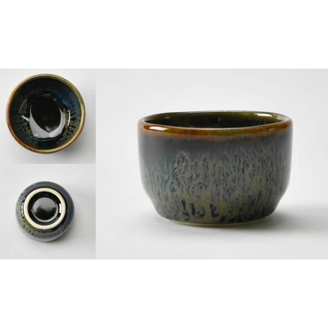 Mino Ware Sake Set (Sake Carafe X 1, Sake Cup X 2) Black-blue And Gold Glaze / Sake Bottle/sake Cup 1