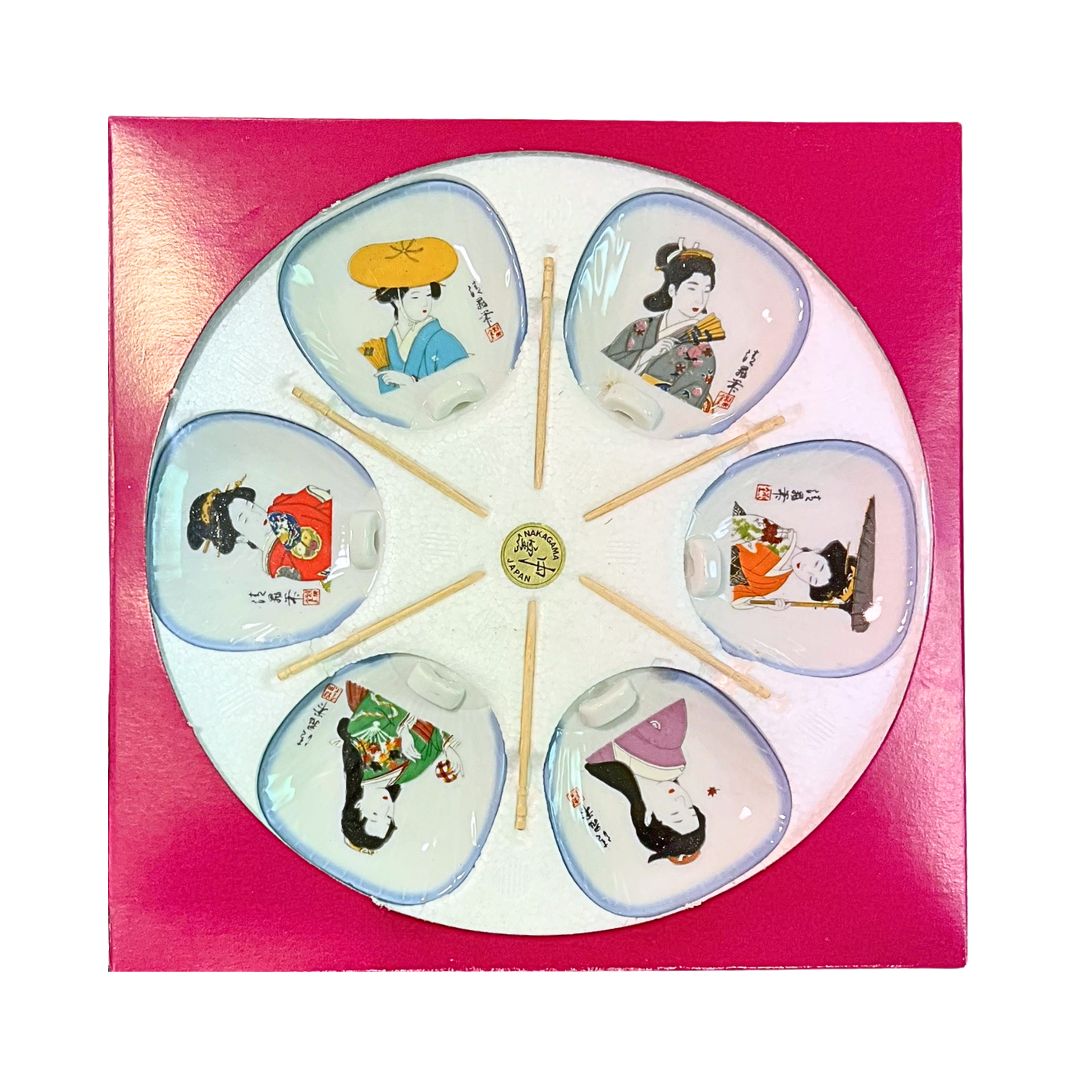 UCHIWA GATA HASHIOKI 6 GARA / PORCELAIN CHOPSTICK STAND 1p