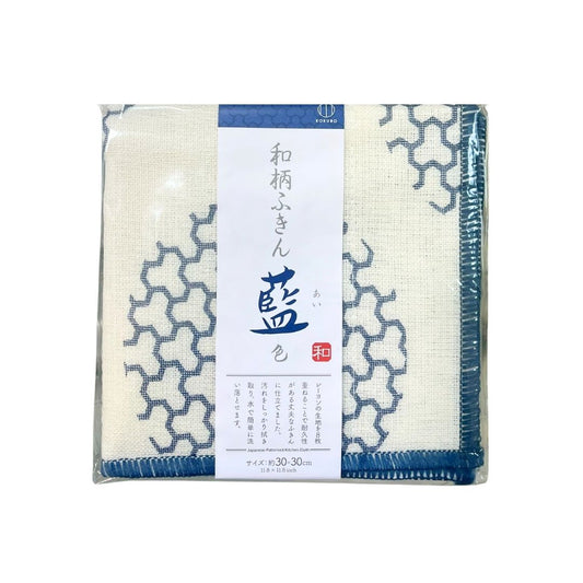 Japanese Pattern Dish-towel Indigo Color Bishamon Tortoise Shell X Polka Dots / Towel 1P