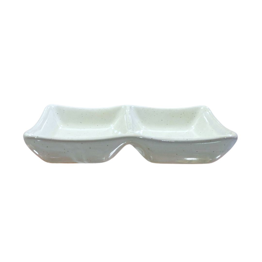 White Pottery Condiments Dish / Plate 1P