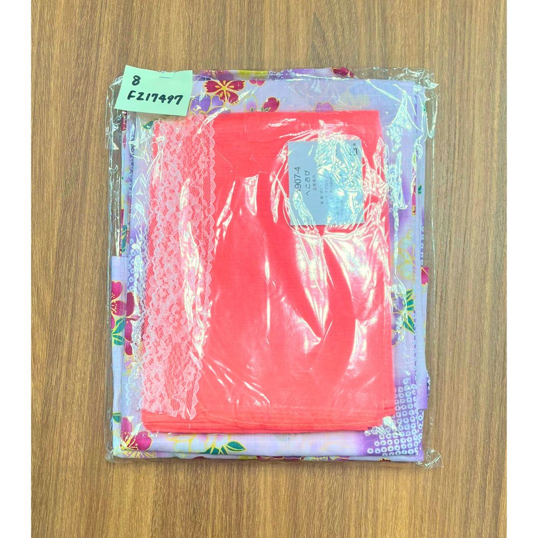 Girls' 2-Way Yukata 120Cm 3-Piece Set (Dress, Top, Obi) Pink With Double Cherry Blossoms / Clothes Set 1