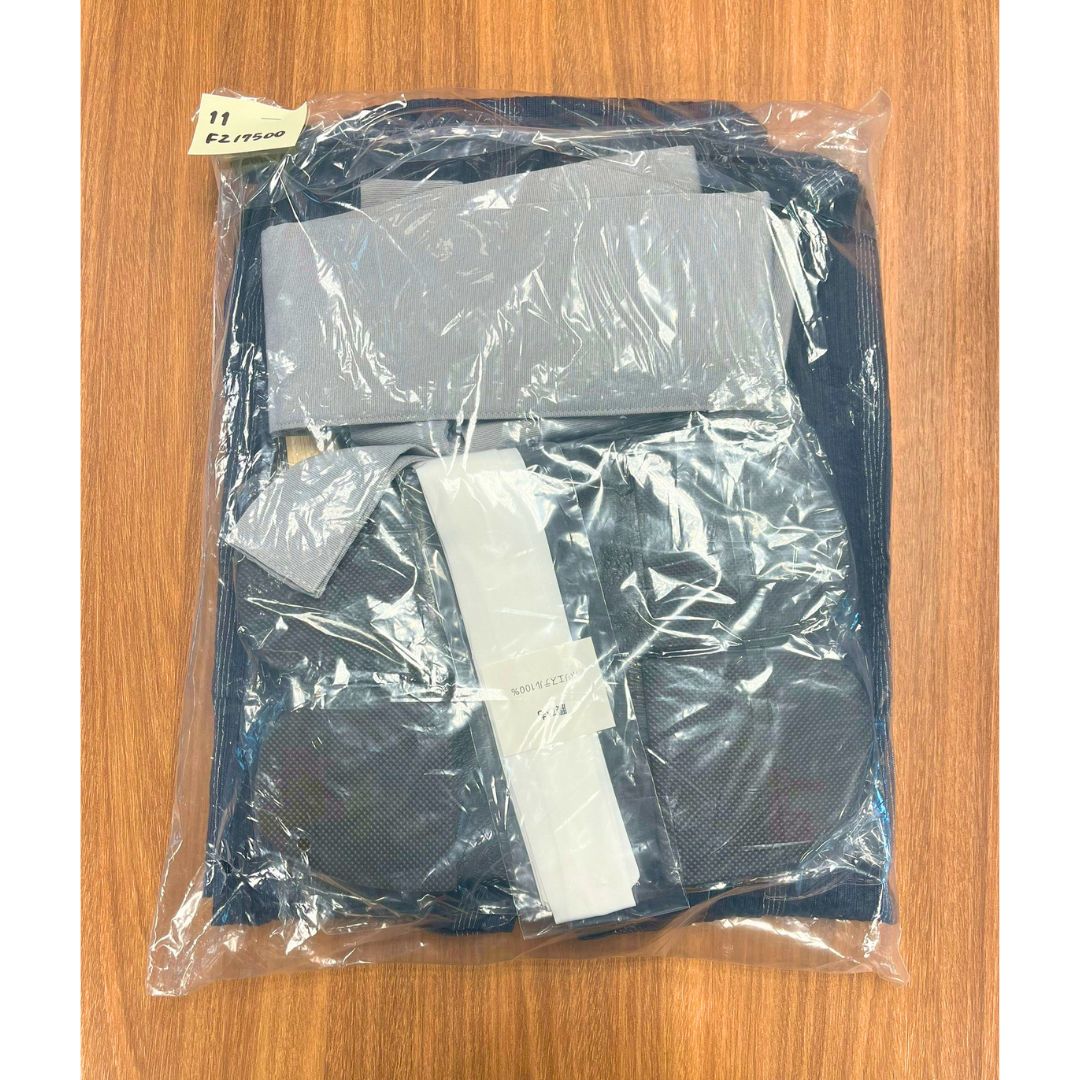 Men's Yukata XL Size 5-Piece Set (Yukata, Obi, Koshihimo, Geta, Fan)  Indigo Gradient Stripes x Gray Obi / Clothes Set 1