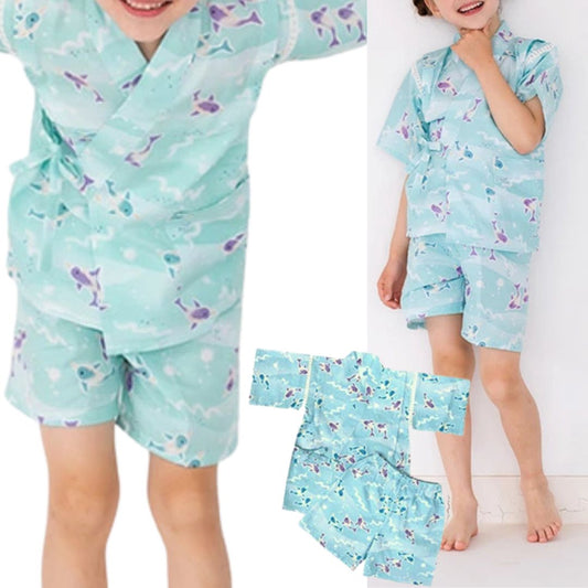 Girls' Jinbei 90Cm Dolphin (Mint) / Clothes Set 1
