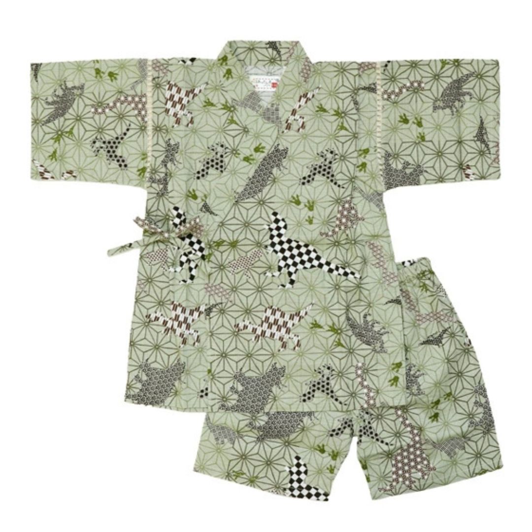 Boys' Jinbei 110Cm Japanese-style Dinosaurs (Khaki) / Clothes Set 1