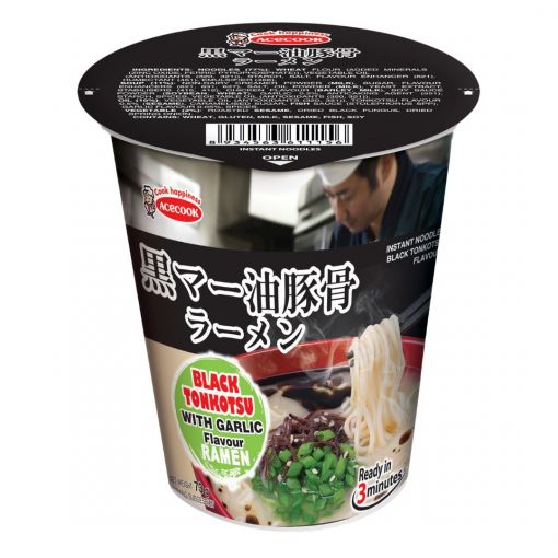 ACECOOK / ACECOOK INSTANT CUP NOODLE BLACK TONKOTSU WITH GARLICK FLAVOUR / INSTANT NOODLES 73g